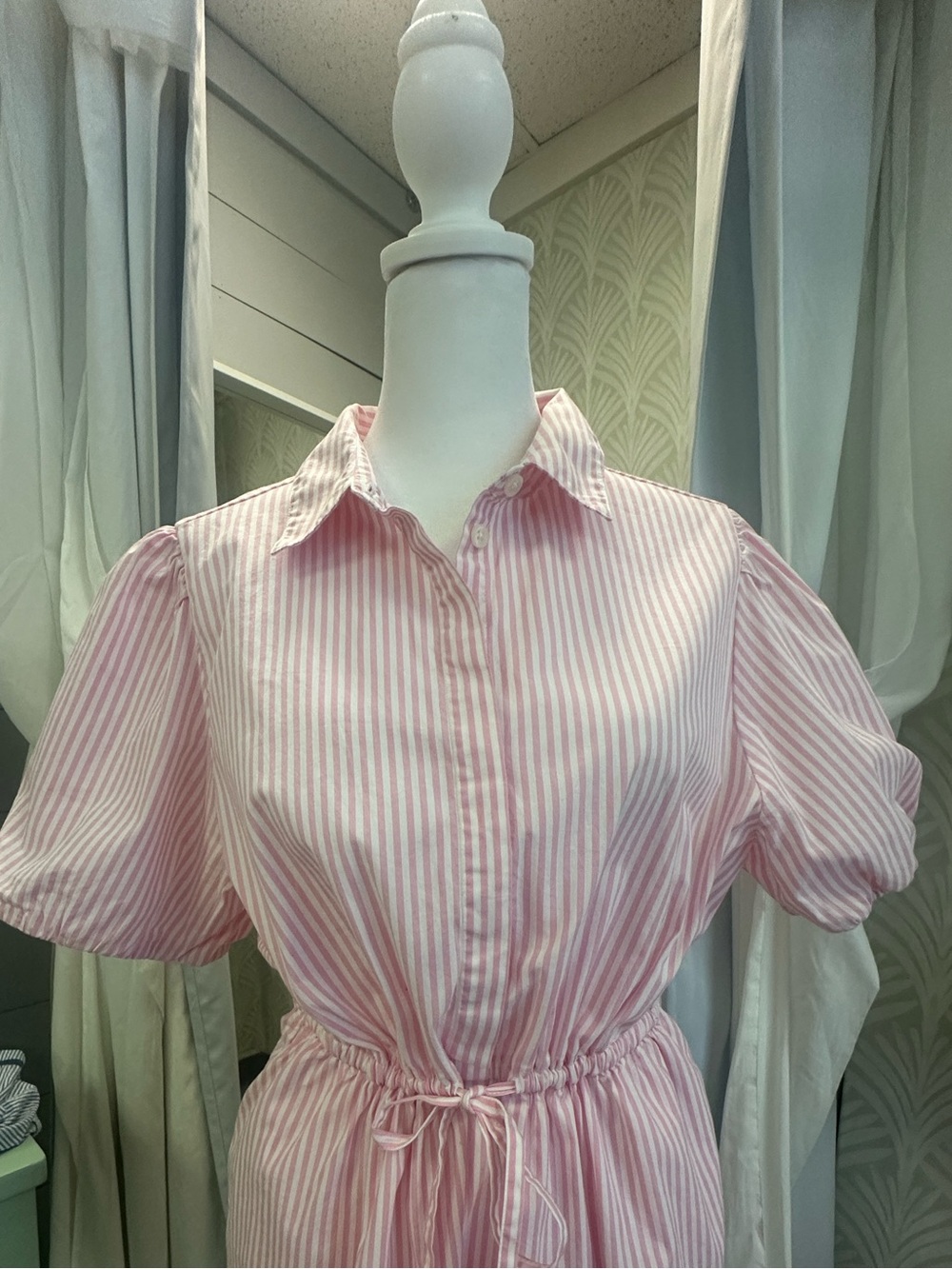 J. Crew Pink and White Striped Button-Up Blouse - Picture 2 of 5